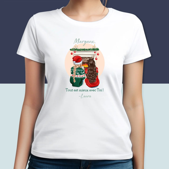 La Création Du Personnage: Les Meilleures Amies À Noël - T-Shirt Pour Femmes