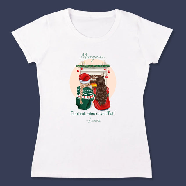 La Création Du Personnage: Les Meilleures Amies À Noël - T-Shirt Pour Femmes