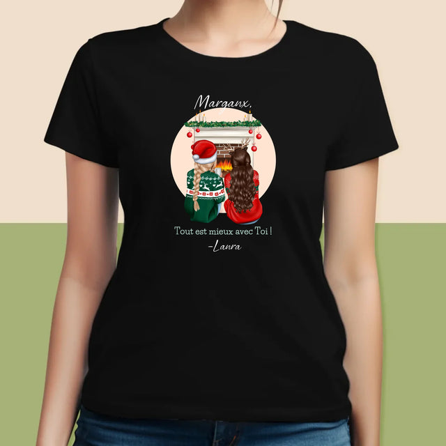 La Création Du Personnage: Les Meilleures Amies À Noël - T-Shirt Pour Femmes