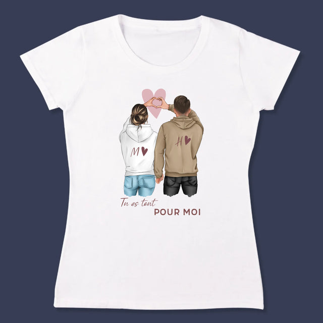 La Création Du Personnage: Couple  Cœur - T-Shirt Pour Femmes