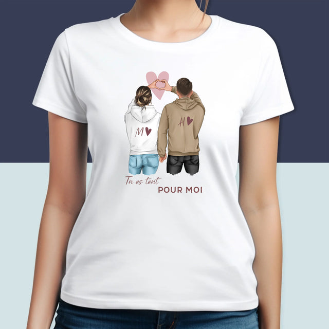 La Création Du Personnage: Couple  Cœur - T-Shirt Pour Femmes