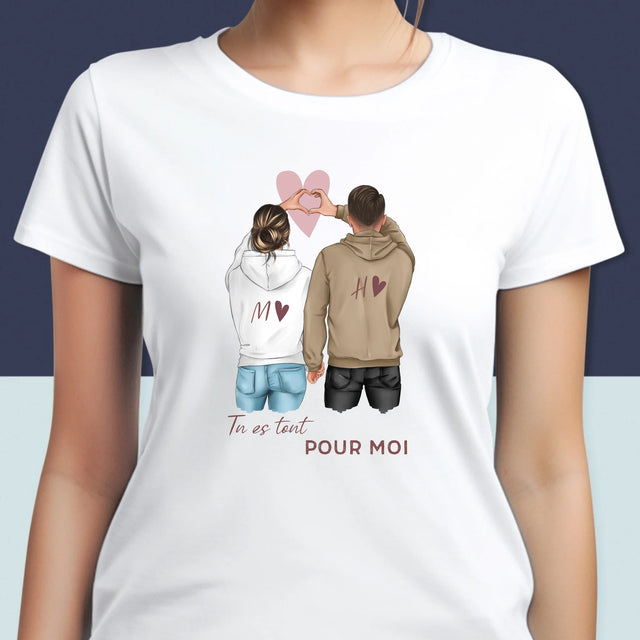 La Création Du Personnage: Couple  Cœur - T-Shirt Pour Femmes