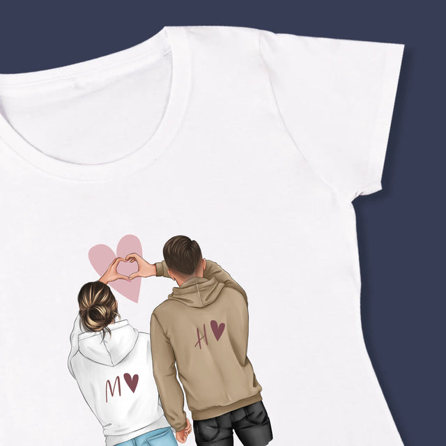 La Création Du Personnage: Couple  Cœur - T-Shirt Pour Femmes