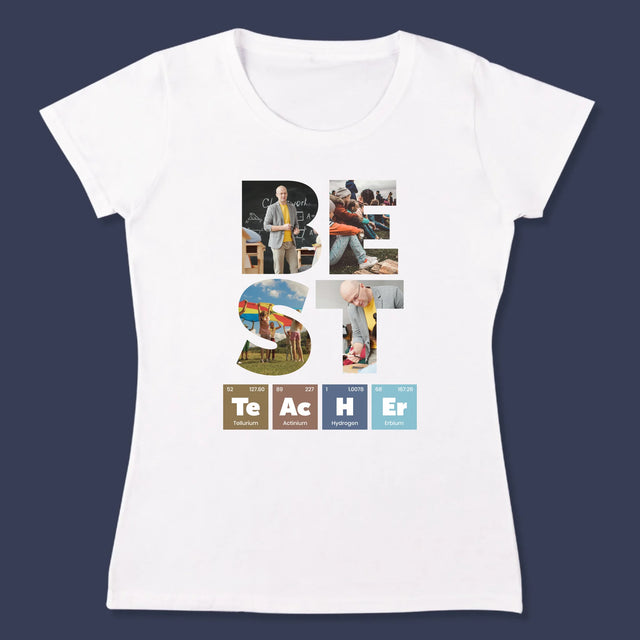 Collage Photo De Lettre: Best Teacher Les Éléments - T-Shirt Pour Femmes