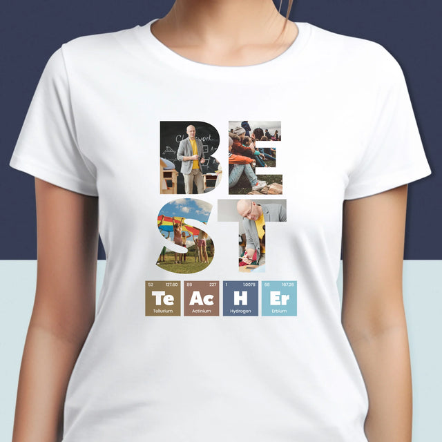 Collage Photo De Lettre: Best Teacher Les Éléments - T-Shirt Pour Femmes