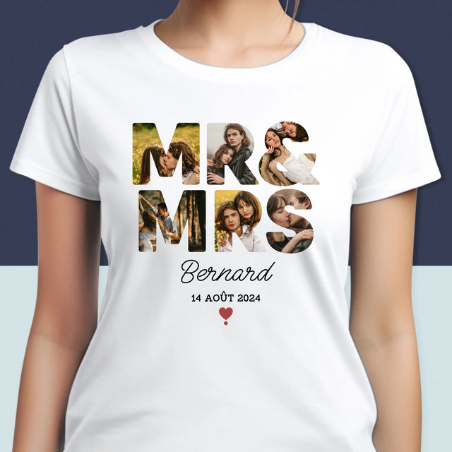 Collage Photo De Lettre: Mr&Mrs - T-Shirt Pour Femmes