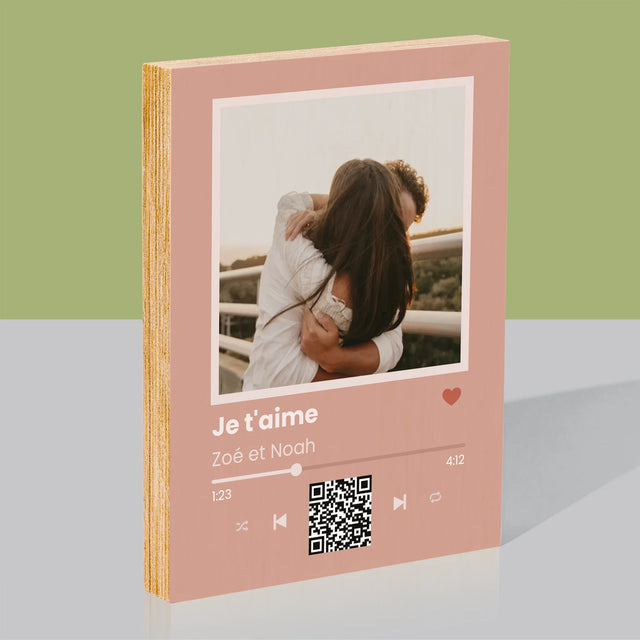 La Photo Et Un Texte: Votre Chanson Avec Un Code - Impression Sur Bois 
