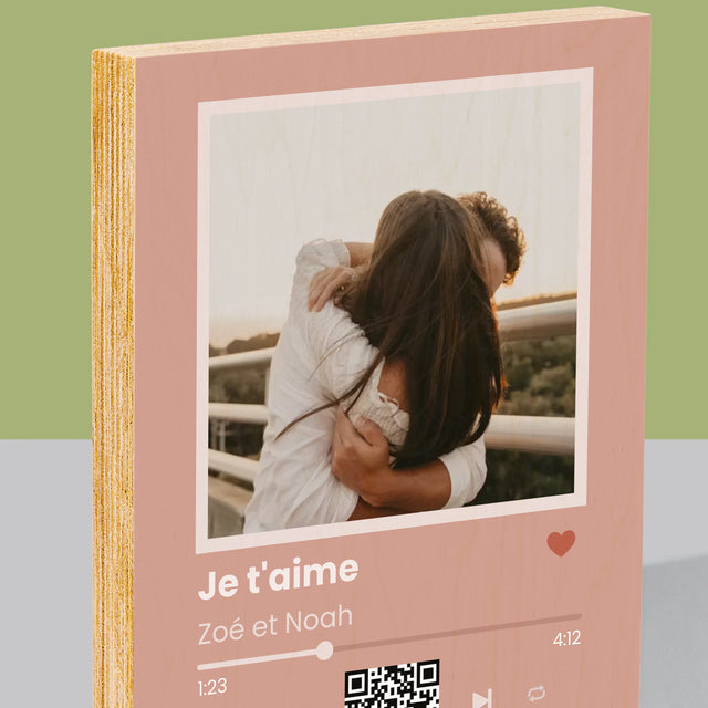 La Photo Et Un Texte: Votre Chanson Avec Un Code - Impression Sur Bois 