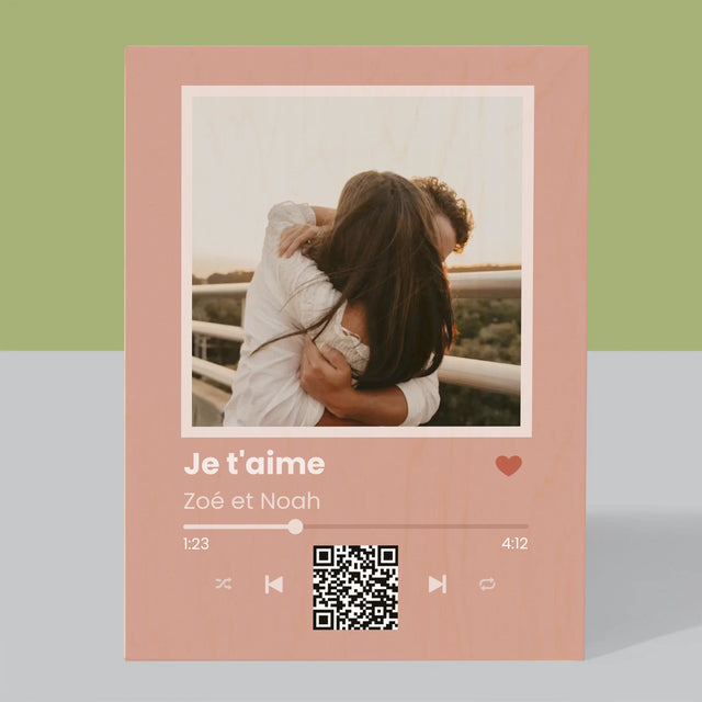 La Photo Et Un Texte: Votre Chanson Avec Un Code - Impression Sur Bois 