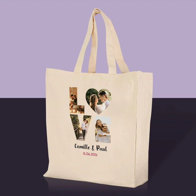 Collage Photo De Lettre: Love De Tes Photos - Sac En Toile