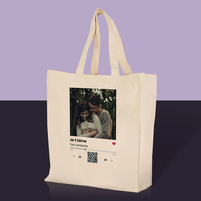 La Photo Et Un Texte: Spotify Avec Code Qr - Sac En Toile