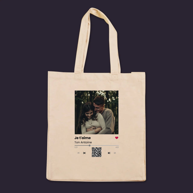 La Photo Et Un Texte: Spotify Avec Code Qr - Sac En Toile