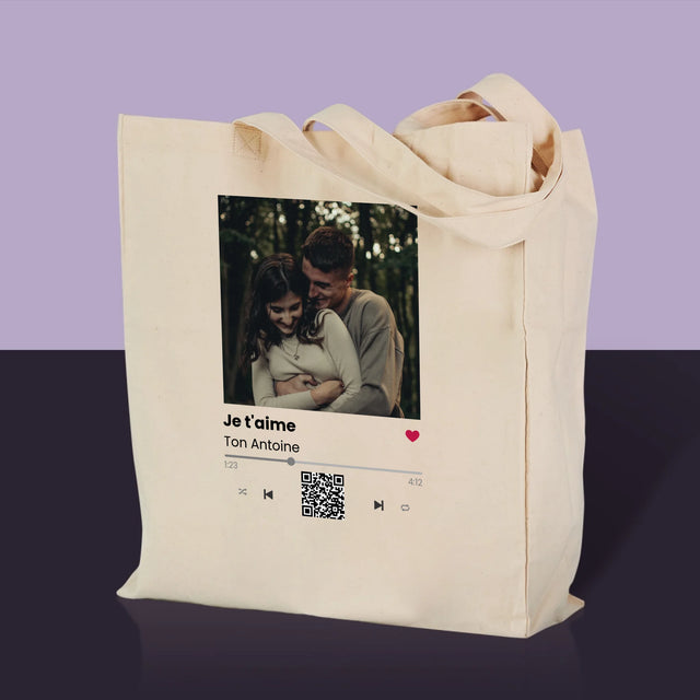 La Photo Et Un Texte: Spotify Avec Code Qr - Sac En Toile