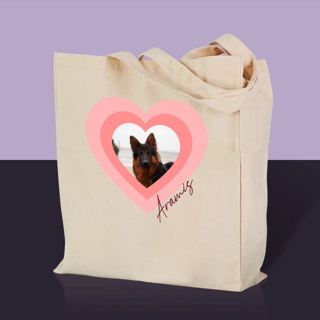 La Photo Et Un Texte: Photo De L'Animal Dans Le Cœur  - Sac En Toile