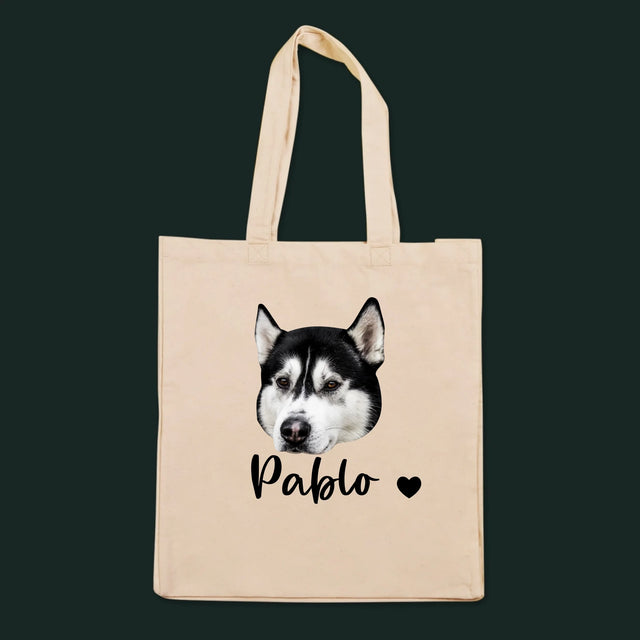 Ton Personnage: La Tête De Votre Chien - Sac En Toile