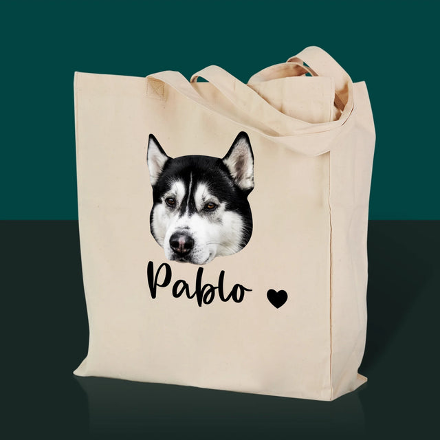 Ton Personnage: La Tête De Votre Chien - Sac En Toile