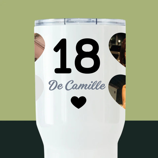 Le Collage Photo: 18 Cœurs - Mug De Voyage 650 Ml