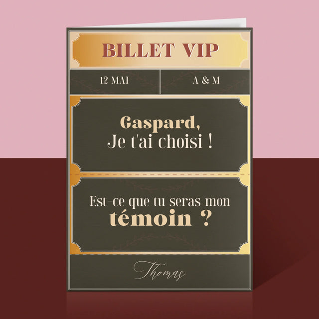 Le Prénom Et Un Texte: Billet Vip Témoin - Carte De Vœux