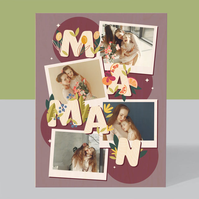 Collage Photo: Le Lettres Maman - Impression Sur Bois