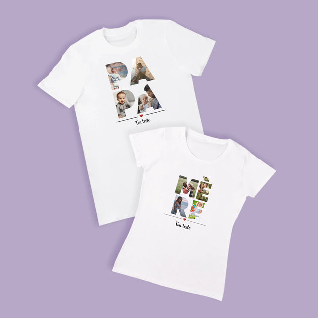 Collage Photo De Lettre: Maman Et Papa - T-Shirts Pour Couples