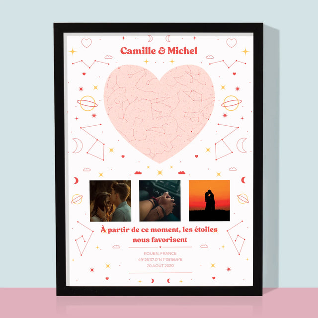 Carte Des Étoiles: Notre Moment - Impression Encadrée 30X40