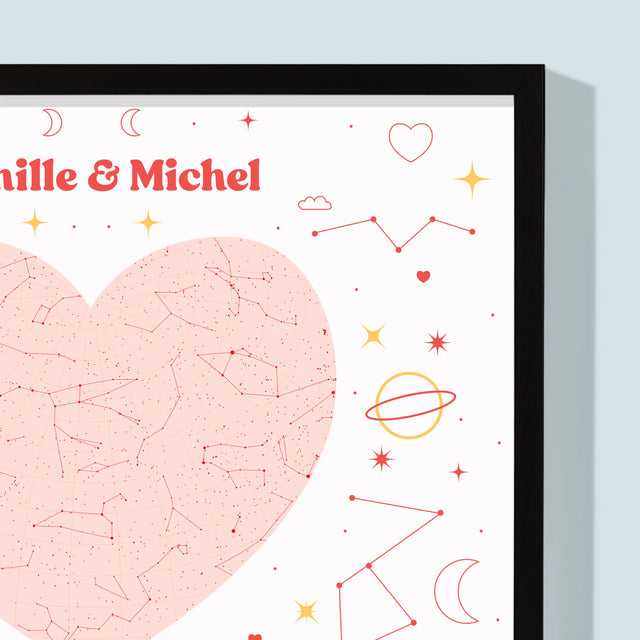 Carte Des Étoiles: Notre Moment - Impression Encadrée 30X40