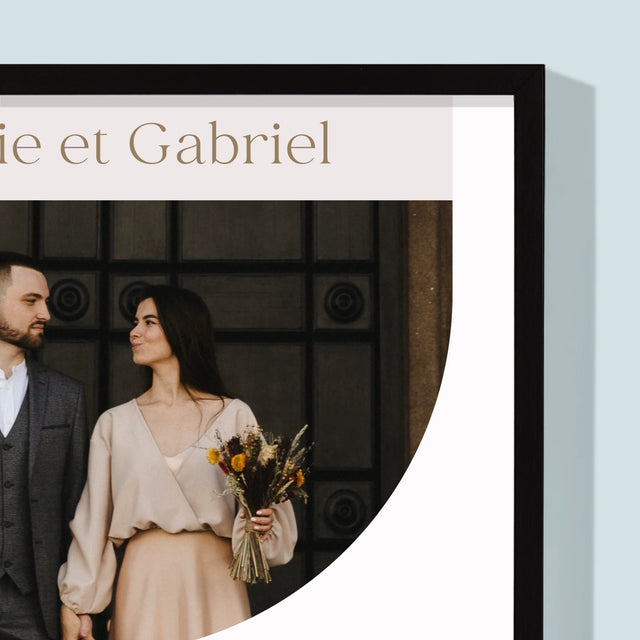 Photo Et Texte: Premier Anniversaire De Mariage - Impression Encadrée 30X40