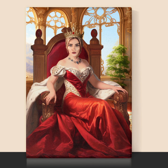 Portrait royal : Reine sur le trône - Imprimez avec votre photo | FR
