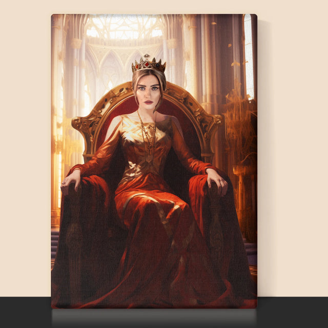 Le Portrait Royal : Reine Dans La Salle Du Trône - Imprimez Avec Votre Photo 