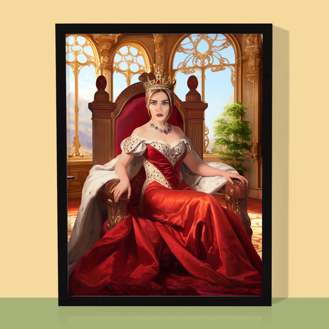 Portrait royal : Reine sur le trône - Imprimez avec votre photo | FR