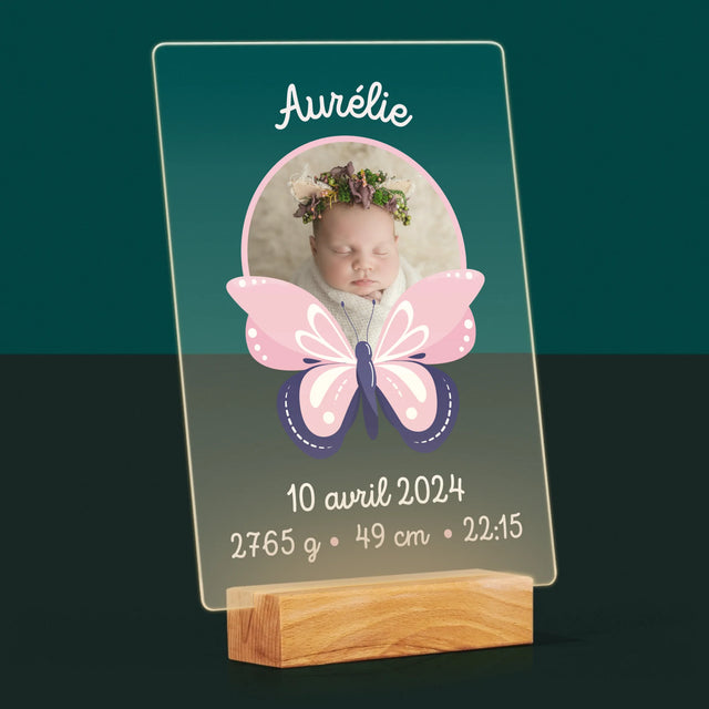 Acte De Naissance De L'Enfant: Métrique, Une Papillon - Impression Sur Verre Acrylique 