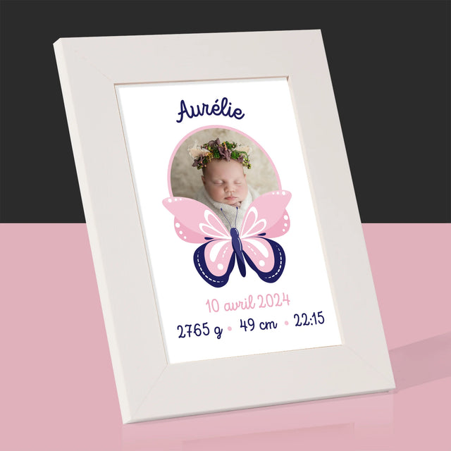 Acte De Naissance De L'Enfant: Métrique, Papillon - Cadre Photo 