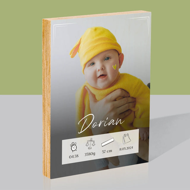 Acte De Naissance De L'Enfant: Métrique, Le Cadre - Impression Sur Bois 