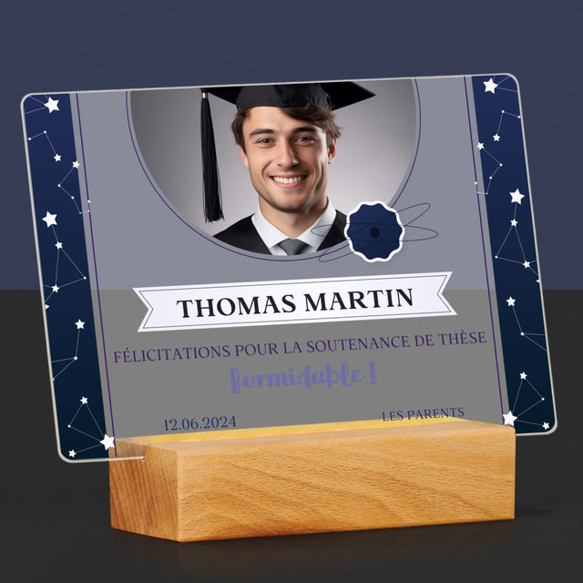 Photo Et Texte: Félicitations Pour La Soutenance De Thèse - Impression Sur Verre Acrylique