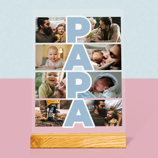 Collage Photo: Inscription Papa - Impression Sur Verre Acrylique