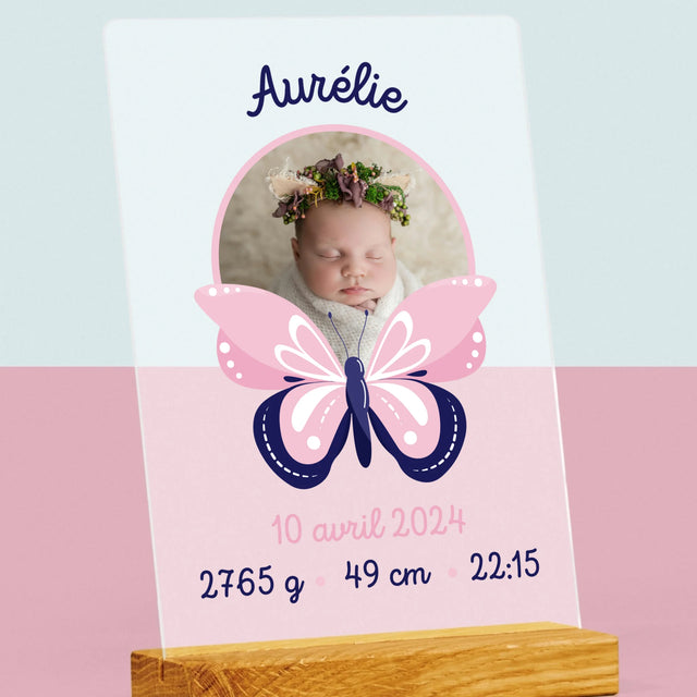 Acte De Naissance De L'Enfant: Métrique, Une Papillon - Impression Sur Verre Acrylique 
