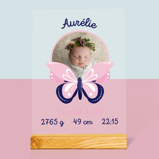 Acte De Naissance De L'Enfant: Métrique, Une Papillon - Impression Sur Verre Acrylique 