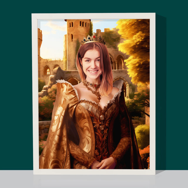 Le Portrait Royal : Reine Dans Les Jardins - Imprimez Avec Votre Photo 