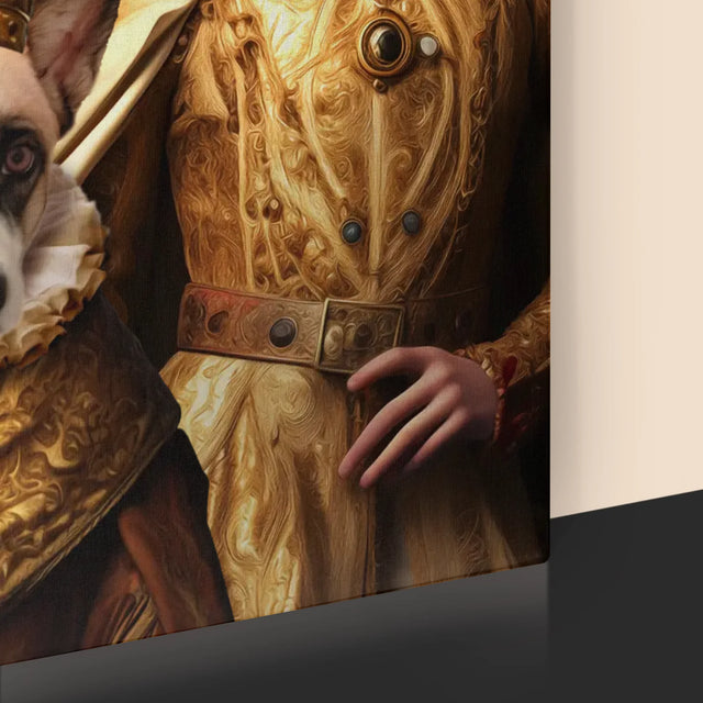 Le Portrait Royal : Roi Et Reine Avec Animal De Compagnie - Imprimez Avec Votre Photo 