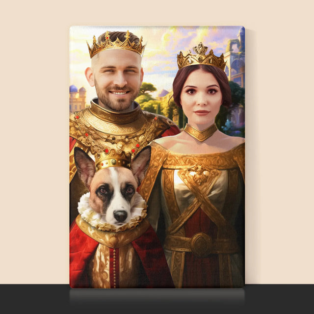 Le Portrait Royal : Couple Royal Avec Animal De Compagnie - Imprimez Avec Votre Photo 