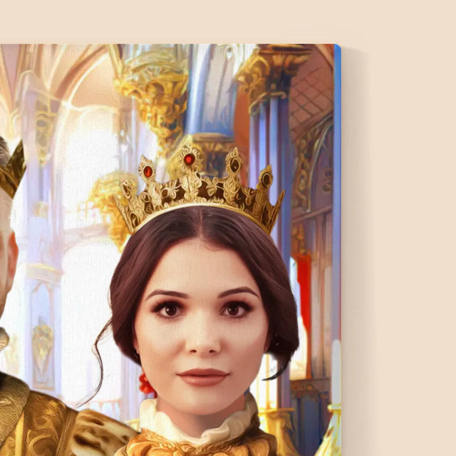 Le Portrait Royal : Roi Et Reine Avec Animal De Compagnie - Imprimez Avec Votre Photo 