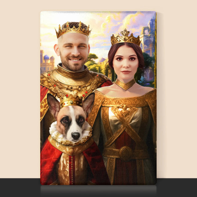 Le Portrait Royal : Couple Royal Avec Animal De Compagnie - Imprimez Avec Votre Photo 