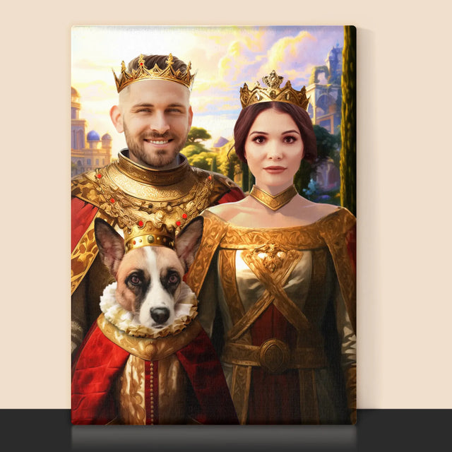 Le Portrait Royal : Couple Royal Avec Animal De Compagnie - Imprimez Avec Votre Photo 
