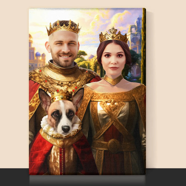 Le Portrait Royal : Couple Royal Avec Animal De Compagnie - Imprimez Avec Votre Photo 