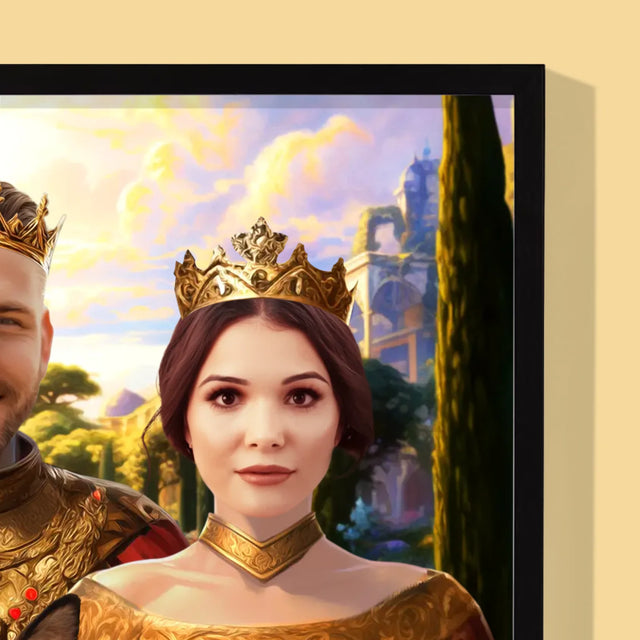 Le Portrait Royal : Couple Royal Avec Animal De Compagnie - Imprimez Avec Votre Photo 
