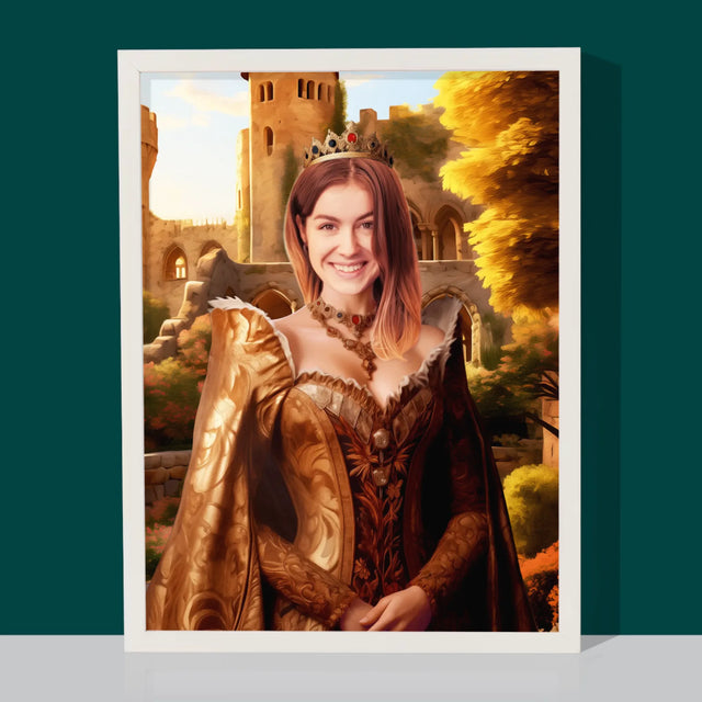 Le Portrait Royal : Reine Dans Les Jardins - Imprimez Avec Votre Photo 