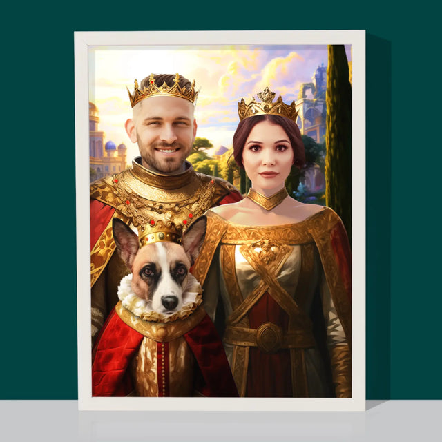 Le Portrait Royal : Couple Royal Avec Animal De Compagnie - Imprimez Avec Votre Photo 