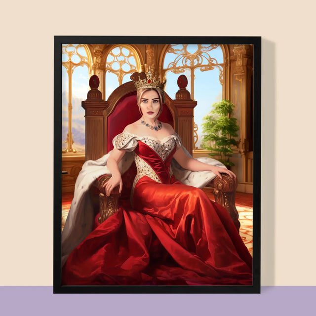 Portrait royal : Reine sur le trône - Imprimez avec votre photo | FR