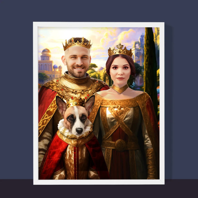 Le Portrait Royal : Couple Royal Avec Animal De Compagnie - Imprimez Avec Votre Photo 