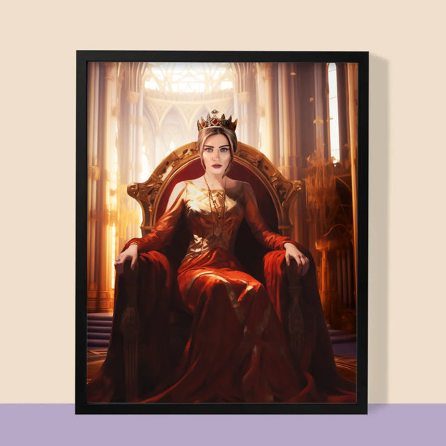 Le Portrait Royal : Reine Dans La Salle Du Trône - Imprimez Avec Votre Photo 